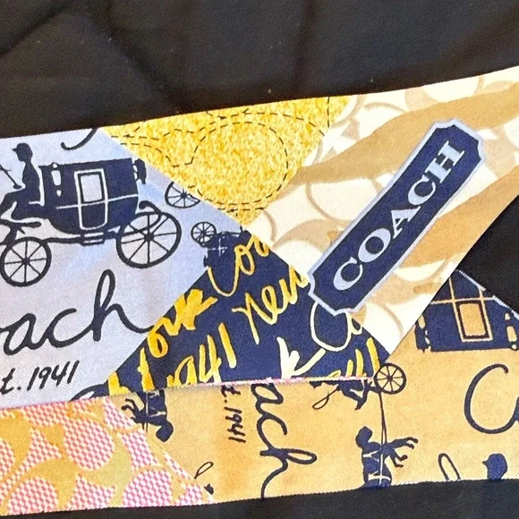 Coach Silk Skinny Scarf  – Multicolor Patchwork Print NWOT - Picture 4 of 12